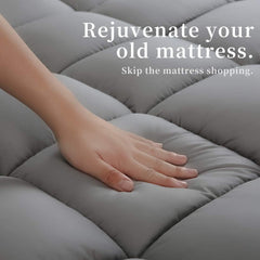 COONP Full XL Mattress Topper, Extra Thick Mattress Pad Cover, Cooling Pillowtop with 8-21 Inch Deep Pocket 3D Snow Down Alternative Fill(Grey, Full XL-54"x80")
